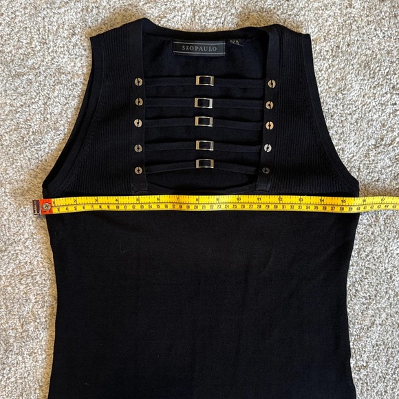 Sao Paulo Black Stretch Tank Sweater Metal Buckle Design at Chest Size 6 - Picture 7 of 10